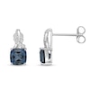 Thumbnail Image 2 of 6.0mm Cushion-Shaped London Blue Topaz and 1/15 CT. T.W. Diamond Twist Drop Earrings in Sterling Silver 
