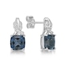 Thumbnail Image 3 of 6.0mm Cushion-Shaped London Blue Topaz and 1/15 CT. T.W. Diamond Twist Drop Earrings in Sterling Silver 