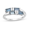 Thumbnail Image 0 of Baguette London Blue and Round White Topaz Bypass Wrap Ring in Sterling Silver