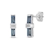 Thumbnail Image 1 of Baguette London Blue and Round White Topaz Vertical Bar Drop Earrings in Sterling Silver