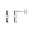 Thumbnail Image 2 of Baguette London Blue and Round White Topaz Vertical Bar Drop Earrings in Sterling Silver