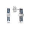 Thumbnail Image 3 of Baguette London Blue and Round White Topaz Vertical Bar Drop Earrings in Sterling Silver