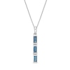 Thumbnail Image 1 of Baguette London Blue and Round White Topaz Vertical Bar Pendant in Sterling Silver