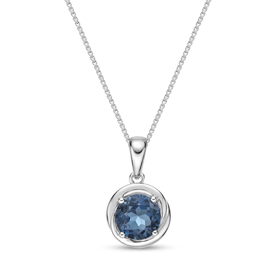7.0mm London Blue Topaz Swirl Frame Pendant in Sterling Silver