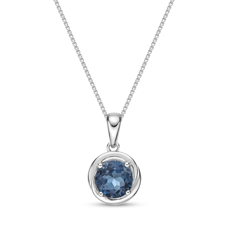 Main Image 1 of 7.0mm London Blue Topaz Swirl Frame Pendant in Sterling Silver