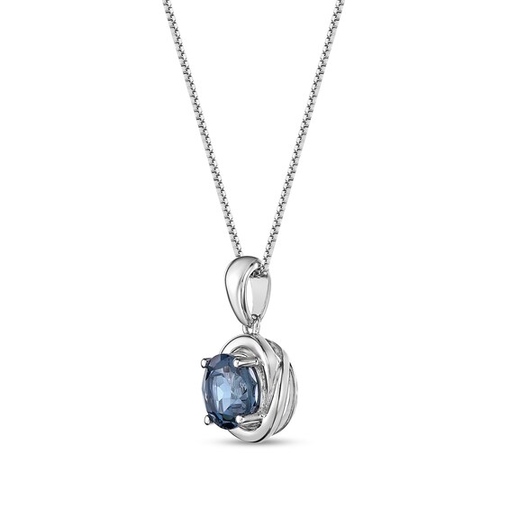 7.0mm London Blue Topaz Swirl Frame Pendant in Sterling Silver
