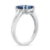 Thumbnail Image 2 of 5.0mm Heart-Shaped London Blue Topaz and Diamond Accent Double Heart Ring in Sterling Silver
