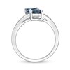 Thumbnail Image 3 of 5.0mm Heart-Shaped London Blue Topaz and Diamond Accent Double Heart Ring in Sterling Silver