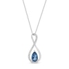 Thumbnail Image 1 of Pear-Shaped London Blue Topaz and Diamond Accent Infinity Pendant in Sterling Silver
