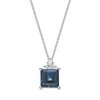 Thumbnail Image 1 of 7.0mm Princess-Cut London Blue and Marquise-Shaped White Topaz Pendant in Sterling Silver