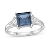 Thumbnail Image 1 of 7.0mm Princess-Cut London Blue and Marquise-Shaped White Topaz Ring in Sterling Silver