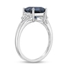Thumbnail Image 2 of 7.0mm Princess-Cut London Blue and Marquise-Shaped White Topaz Ring in Sterling Silver