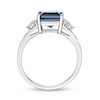 Thumbnail Image 3 of 7.0mm Princess-Cut London Blue and Marquise-Shaped White Topaz Ring in Sterling Silver