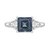 Thumbnail Image 4 of 7.0mm Princess-Cut London Blue and Marquise-Shaped White Topaz Ring in Sterling Silver