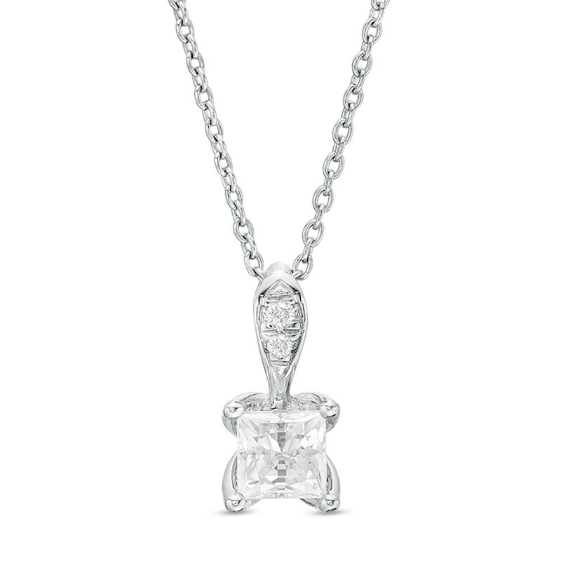 Main Image 1 of 5/8 CT. T.W. Certified Princess-Cut Diamond Pendant in 14K White Gold (I/I2)