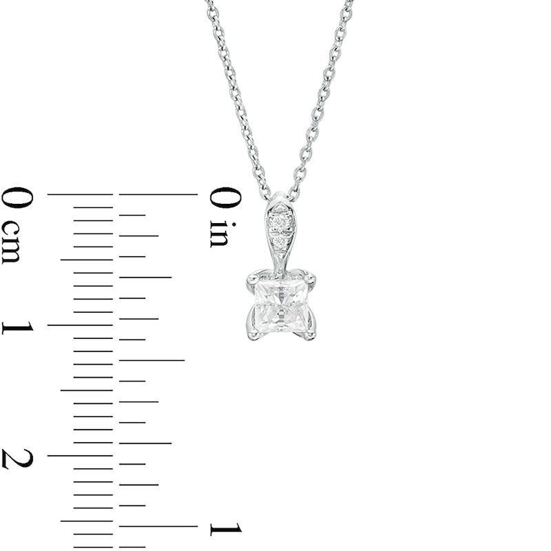Main Image 3 of 5/8 CT. T.W. Certified Princess-Cut Diamond Pendant in 14K White Gold (I/I2)