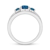 Thumbnail Image 3 of Heart-Shaped London Blue Topaz and Diamond Accent Three Hearts Open Shank Ring in Sterling Silver