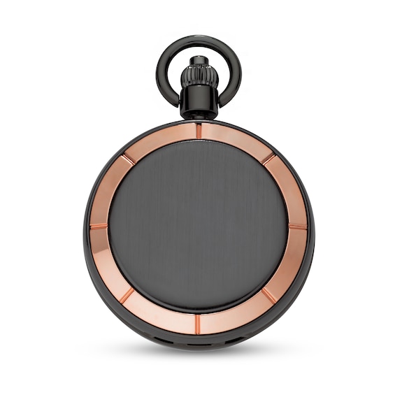 Men's James Michael Two-Tone Mechanical Pocket Watch with Black Skeleton Dial (Model: Pma011034W)
