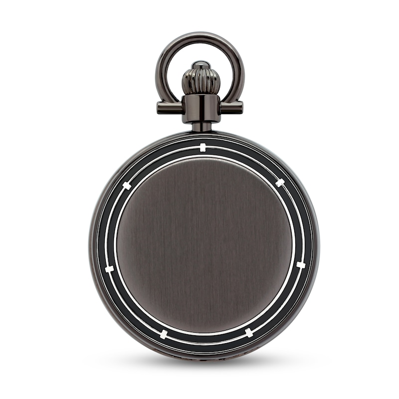 Men's James Michael Gunmetal Grey Pocket Watch with Blue Dial (Model: PQA011134)