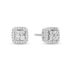 Thumbnail Image 1 of Enchanted Disney Cinderella 1/2 CT. T.W. Quad Princess-Cut Diamond Frame Stud Earrings in Sterling Silver