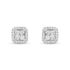 Thumbnail Image 2 of Enchanted Disney Cinderella 1/2 CT. T.W. Quad Princess-Cut Diamond Frame Stud Earrings in Sterling Silver