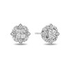 Thumbnail Image 1 of Enchanted Disney Elsa 1/2 CT. T.W. Quad Princess-Cut Diamond Frame Snowflake Stud Earrings in Sterling Silver