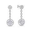1 CT. T.W. Cushion-Shaped Multi-Diamond Cushion and Round Frame Drop Earrings in 10K White Gold