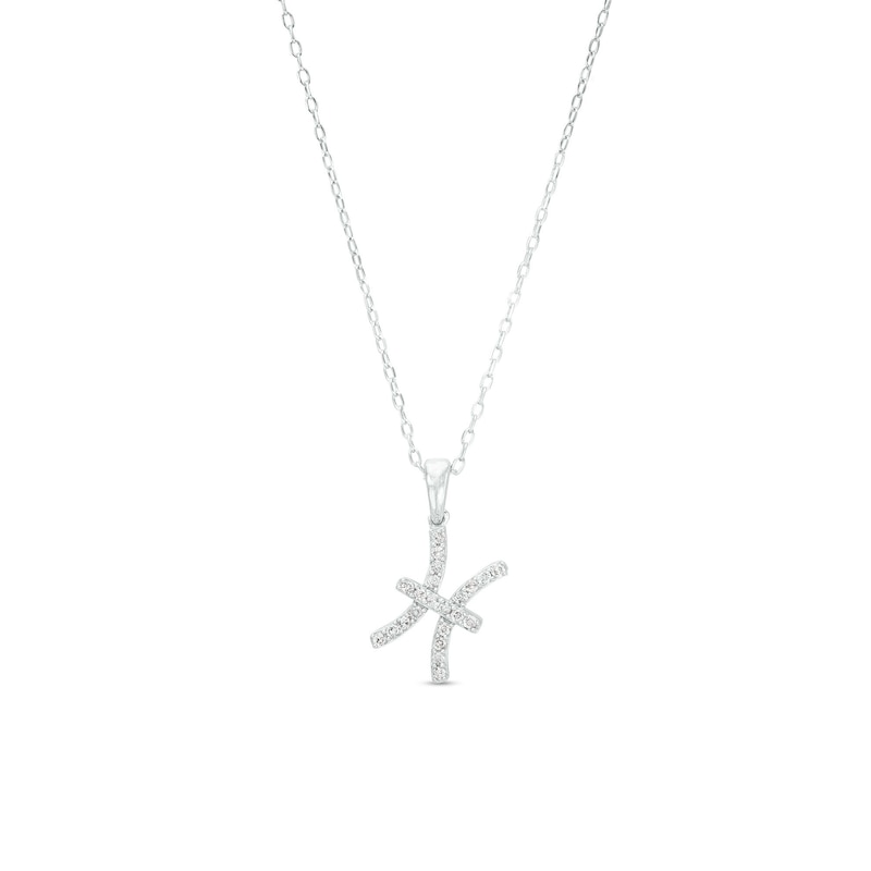 Main Image 1 of 1/8 CT. T.W. Diamond Pisces Tilted Pendant in Sterling Silver