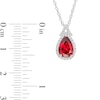 Thumbnail Image 3 of Pear-Shaped Garnet and White Lab-Created Sapphire Frame Split Bail Pendant in Sterling Silver