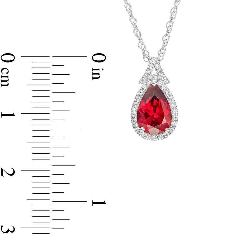 Main Image 3 of Pear-Shaped Garnet and White Lab-Created Sapphire Frame Split Bail Pendant in Sterling Silver
