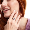 Thumbnail Image 2 of Pear-Shaped Amethyst and White Lab-Created Sapphire Frame Split Shank Ring in Sterling Silver