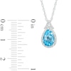 Thumbnail Image 2 of Pear-Shaped Swiss Blue Topaz and White Lab-Created Sapphire Frame Split Bail Pendant in Sterling Silver