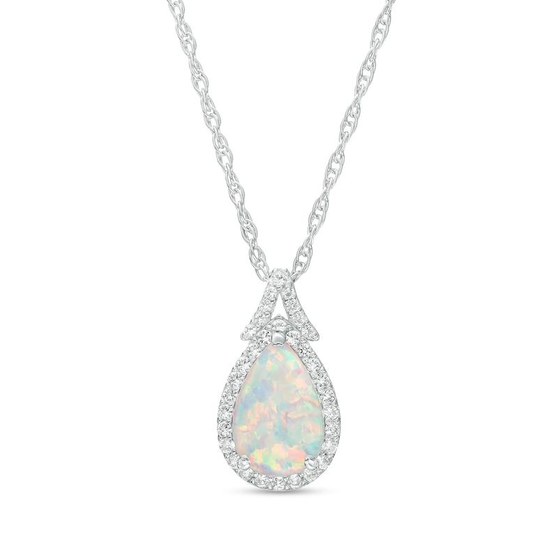 Pear-Shaped Lab-Created Opal and White Lab-Created Sapphire Frame Split ...