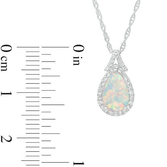 Pear-Shaped Lab-Created Opal and White Lab-Created Sapphire Frame Split Bail Pendant in Sterling Silver