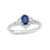 Thumbnail Image 1 of Oval Blue Sapphire and 1/4 CT. T.W. Diamond Frame Ring in 10K White Gold