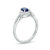 Thumbnail Image 3 of Oval Blue Sapphire and 1/4 CT. T.W. Diamond Frame Ring in 10K White Gold