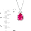 Thumbnail Image 3 of Pear-Shaped Lab-Created Ruby and White Lab-Created Sapphire Frame Split Bail Pendant in Sterling Silver