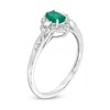 Thumbnail Image 3 of Oval Emerald and 1/4 CT. T.W. Diamond Floral Frame Ring in 10K White Gold