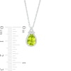 Thumbnail Image 3 of Pear-Shaped Peridot and White Lab-Created Sapphire Frame Split Bail Pendant in Sterling Silver