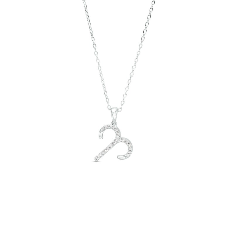 Main Image 1 of 1/8 CT. T.W. Diamond Aries Tilted Pendant in Sterling Silver