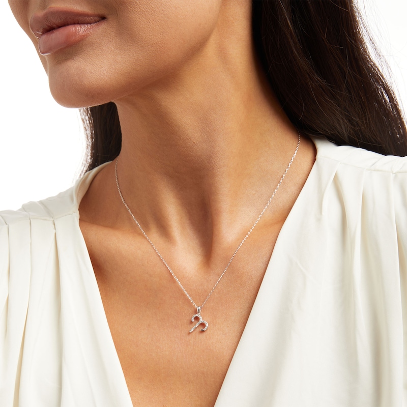Main Image 2 of 1/8 CT. T.W. Diamond Aries Tilted Pendant in Sterling Silver
