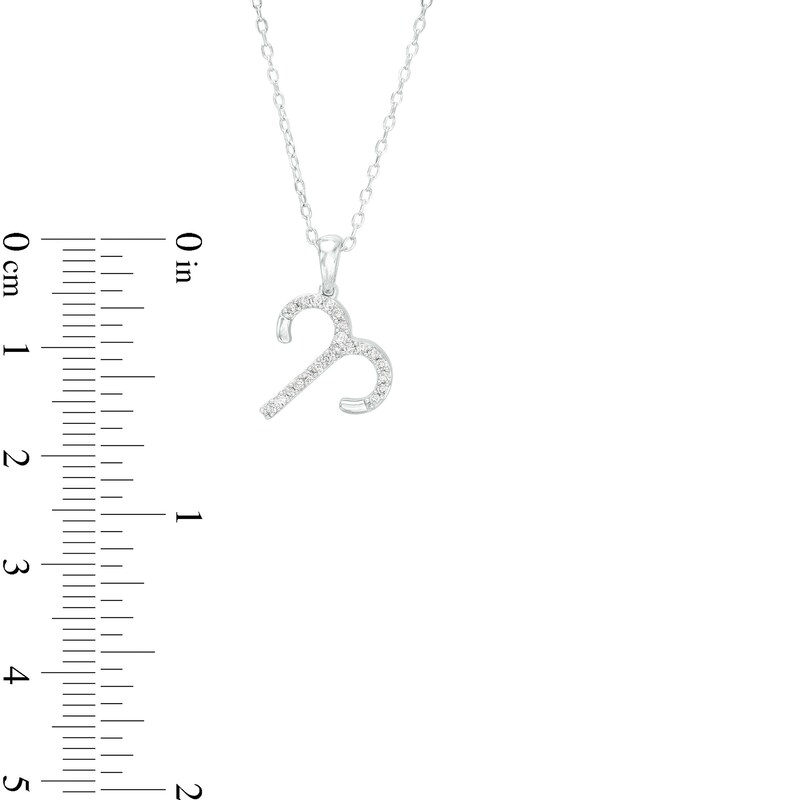 Main Image 3 of 1/8 CT. T.W. Diamond Aries Tilted Pendant in Sterling Silver
