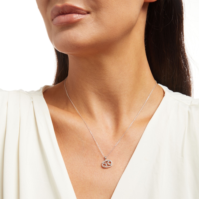 Main Image 2 of 1/8 CT. T.W. Diamond Cancer Pendant in Sterling Silver