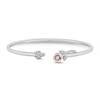 Thumbnail Image 1 of Enchanted Disney Belle 1/6 CT. T.W. Diamond Rose Leaf Open Bangle in Sterling Silver and 10K Rose Gold