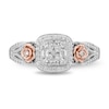 Thumbnail Image 3 of Enchanted Disney Belle 1/3 CT. T.W. Cushion-Shaped Multi-Diamond Frame Ring in Sterling Silver and 10K Rose Gold