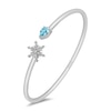 Thumbnail Image 0 of Enchanted Disney Elsa Pear-Shaped Aquamarine and 1/15 CT. T.W. Diamond Snowflake Open Bangle in Sterling Silver
