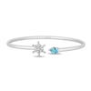 Thumbnail Image 1 of Enchanted Disney Elsa Pear-Shaped Aquamarine and 1/15 CT. T.W. Diamond Snowflake Open Bangle in Sterling Silver