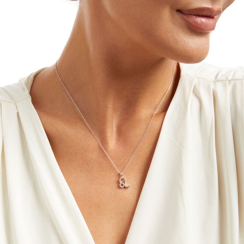Main Image 2 of 1/8 CT. T.W. Diamond Leo Pendant in Sterling Silver