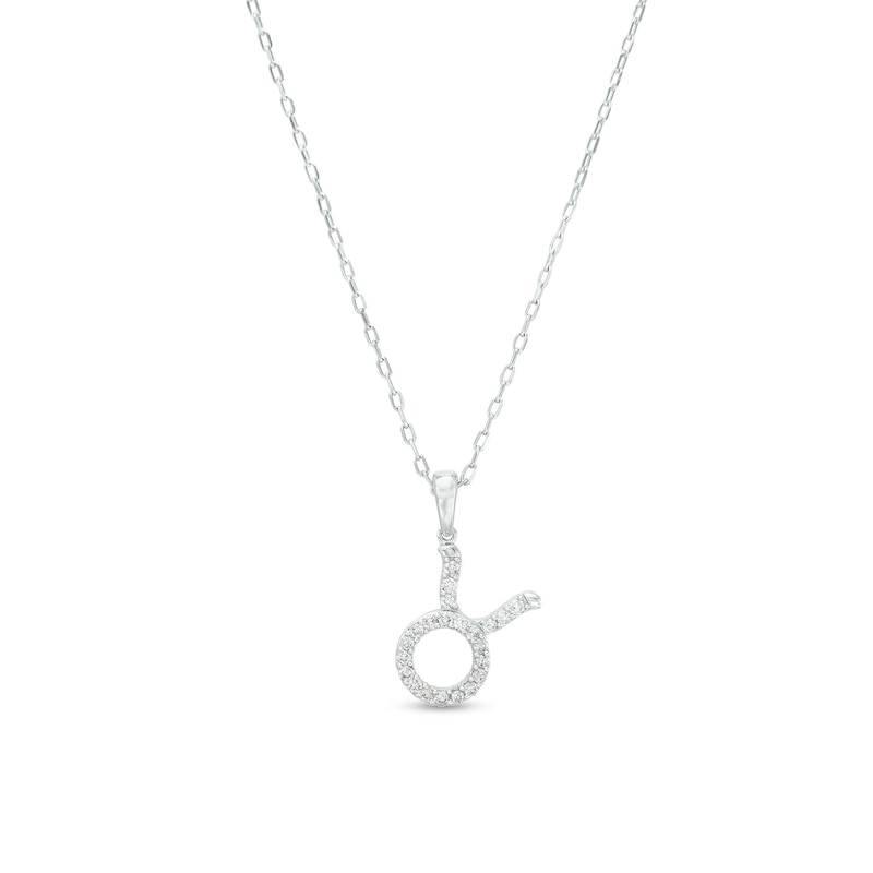 Main Image 1 of 1/8 CT. T.W. Diamond Taurus Tilted Pendant in Sterling Silver