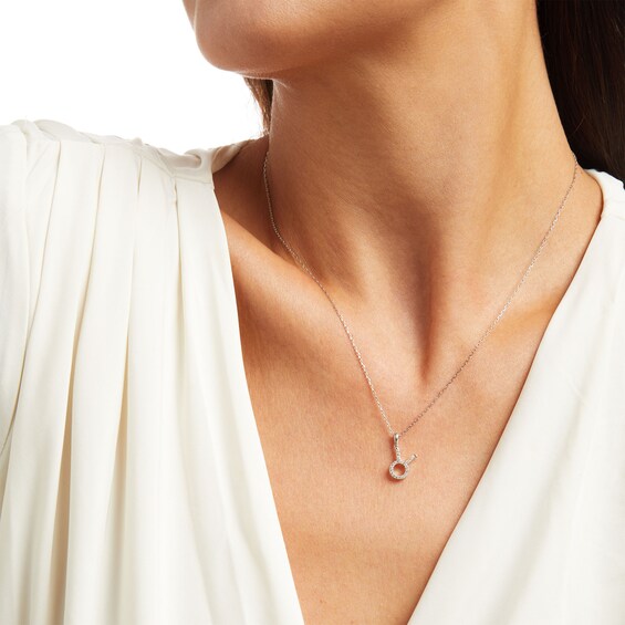 1/8 CT. T.w. Diamond Taurus Tilted Pendant in Sterling Silver